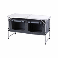 Weisshorn Camping Table Adjustable Storage Cabinet Aluminum MDF 120cm Grey