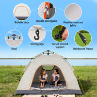 Weisshorn Camping Tent Instant Tent Pop up 2 Person Outdoor Hiking Tents Hiking Beige