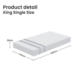 20cm King Single Reversible Gel Memory Foam Mattress BedStory Medium Soft & Firm