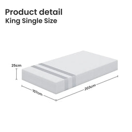 25cm King Single Reversible Gel Memory Foam Mattress BedStory Medium & Firm