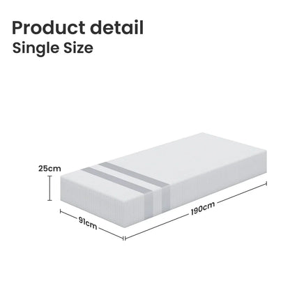 25cm Single Reversible Gel Memory Foam Mattress BedStory Medium & Firm