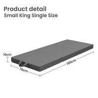 10cm Small King Single BedStory 3-Fold Mattress Folding Foam Bed Washable Cover, 190x80cm