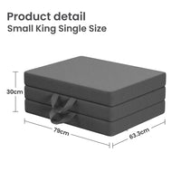 10cm Small King Single BedStory 3-Fold Mattress Folding Foam Bed Washable Cover, 190x80cm