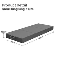 15cm Small King Single BedStory 3-Fold Mattress Folding Foam Bed Washable Cover, 190x80cm