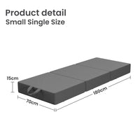 15cm Small Single BedStory 3-Fold Mattress Folding Foam Bed Washable Cover, 180x70cm