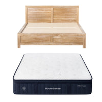 RoomSense Queen 34cm Medium Soft Gel Mattress Bundle, Oatmeal Bed Frame