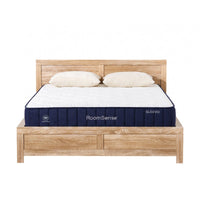 RoomSense Double 26cm Firm Mattress Bundle with Oatmeal Wooden Bed Frame