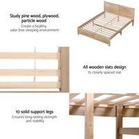 RoomSense Double 26cm Firm Mattress Bundle with Oatmeal Wooden Bed Frame