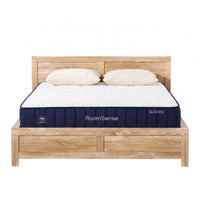 RoomSense Queen 26cm Firm Mattress Bundle with Oatmeal Wooden Bed Frame