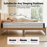 RoomSense Queen 26cm Firm Mattress Bundle with Oatmeal Wooden Bed Frame