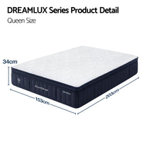 RoomSense Queen Mattress, 34cm Thick Medium Firm Hybrid Mattress for Back Pain Relief, Tencel Cooling Pocket Spring Mattress Queen Size in a Box