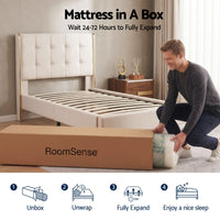 RoomSense Queen Mattress, 34cm Thick Medium Firm Hybrid Mattress for Back Pain Relief, Tencel Cooling Pocket Spring Mattress Queen Size in a Box