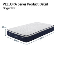 RoomSense Single Mattress , 30cm Medium Firm Hybrid Mattress with Latex Lumbar Support for Back Pain Relief , Pocket Spring Mattress Single Size in a Box