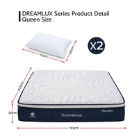 RoomSense Queen 30cm Medium Firm Latex Mattress, 2 Gel Cooling Pillows