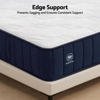 RoomSense Queen Mattress, 26cm Orthopedic Firm Mattress for Back Pain Relief, Pocket Spring Hybrid Mattress Queen Size for Home & Rental