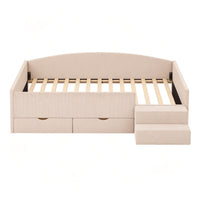 Artiss King Single Upholstered Daybed with Stairs & Storage Drawers, Beige