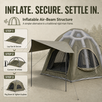 Weisshorn 4 Person Inflatable Camping Tent TC Canvas Sun Shade Rain-Ready