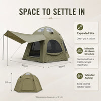 Weisshorn 4 Person Inflatable Camping Tent TC Canvas Sun Shade Rain-Ready