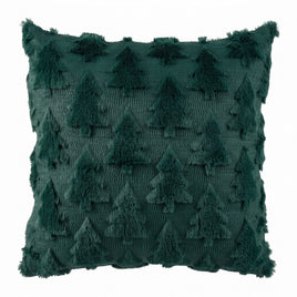 Jingle Jollys Christmas Tree Pillow Covers 2 Packs Cushion Covers Soft Faux Fur Jacquard Throw Pillow Covers 45 x 45cm Green