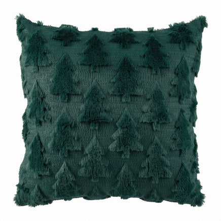 Jingle Jollys Christmas Tree Pillow Covers 2 Packs Cushion Covers Soft Faux Fur Jacquard Throw Pillow Covers 45 x 45cm Green