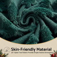 Jingle Jollys Christmas Tree Pillow Covers 2 Packs Cushion Covers Soft Faux Fur Jacquard Throw Pillow Covers 45 x 45cm Green