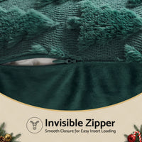 Jingle Jollys Christmas Tree Pillow Covers 2 Packs Cushion Covers Soft Faux Fur Jacquard Throw Pillow Covers 45 x 45cm Green