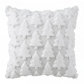 Jingle Jollys Christmas Tree Pillow Covers 2 Packs Cushion Covers Soft Faux Fur Jacquard Throw Pillow Covers 45 x 45cm White