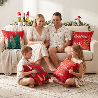 Jingle Jollys Christmas Cushion Covers Set of 4 Pillow Covers 45x45cm with 4 Cute Patterns Red