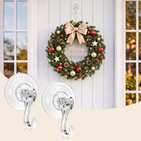 Jingle Jollys 2x Suction Cup Hooks Heavy Duty Christmas Wreath Hanger Window 5kg