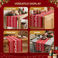 Jingle Jollys Christmas Table Runner Reindeers 270x28CM Dining Party Decor Red