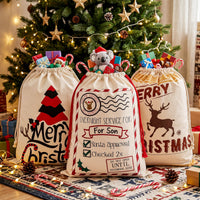 Jingle Jollys 3PCS Christmas Santa Sacks Large Reusable Personalised Canvas Gift Storage Bags