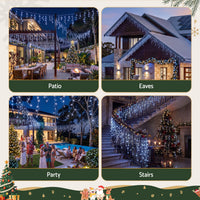 Jingle Jollys 32M Christmas Lights Solar Icicle String Lights 960 LED Cool White