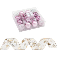 Jingle Jollys Christmas Tree Decoration Set Ribbon Baubles Ornaments Party 34pcs