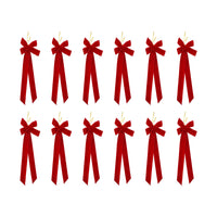 Jingle Jollys 12Pcs Red Velvet Christmas Bows Tree Decorations Xmas Decor