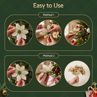 Jingle Jollys 10Pcs Christmas Tree Flower Set Garland Wreath Poinsettia Decorations