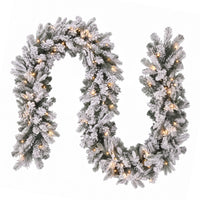 Jingle Jollys 1.8M Christmas Garland 8 Mode LED Snow Frosted Tips Auto Timing