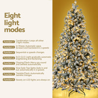 Jingle Jollys Christmas Tree 1.8m Snow Flocked LED Xmas Decoration 8 Light Modes