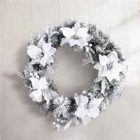 Jingle Jollys 60cm Christmas Wreath LED Lights Snowy Flowers Garland Party Decor