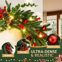 Jingle Jollys 60cm Pre-Lit Christmas Wreath LED Light Front Door Xmas Decor Garland