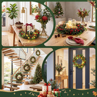 Jingle Jollys 60cm Pre-Lit Christmas Wreath LED Light Front Door Xmas Decor Garland