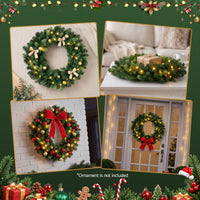Jingle Jollys 60cm Pre-Lit Christmas Wreath GarlandsWarm White LED Light Door Wreaths Battery Timer