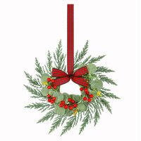 Jingle Jollys 6x Christmas Wreath Garland 26cm Pre-lit Wreaths Red Berries Bow