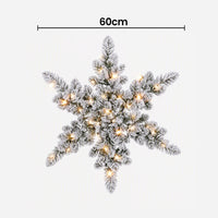 Jingle Jollys 60cm Flocked Snowflake Christmas Wreath Garland Pre-Lit 40 LED Light Decor