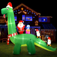 Jingle Jollys Christmas Inflatable Santa Dinosaur 3.8M Illuminated Decorations