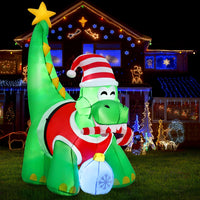 Jingle Jollys Christmas Inflatable Dinosaur 1.86M Height LED Decorations Illuminated