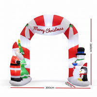 Jingle Jollys Christmas Inflatable Archwary Santa 3M Illuminated Decorations