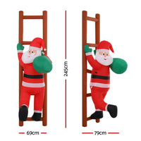 Jingle Jollys Christmas Inflatable Santa Climbing Ladder 2.45M Height LED Decorations Illuminated
