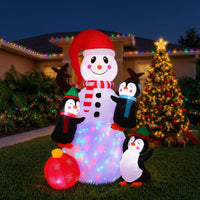 Jingle Jollys Christmas Inflatable Snowman 1.8M Height LED Outdoor Decorations Illuminated