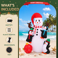Jingle Jollys Christmas Inflatable Snowman 1.8M Height LED Outdoor Decorations Warm Light