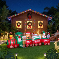 Jingle Jollys Christmas Inflatable Santa Train 3.6M Length LED Decorations Illuminated